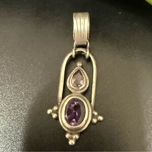 Handcrafted Sterling Silver Amethyst Teardrop Pendant 6.2g.
